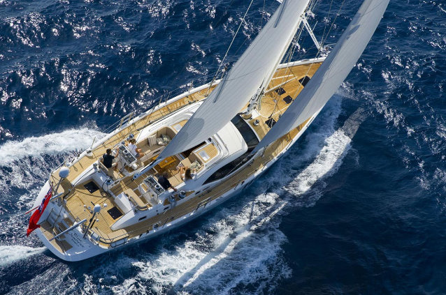 Oyster 625 Super Yacht Blue Jeannie - view from above