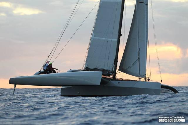RORC Caribbean 600, 2012. Trimaran Paradox approaching the finish on Wednesday 22nd February - Credit Tim Wright/Photoaction 