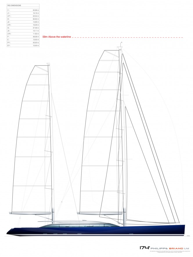 Sail Plan of the 174´ Briand luxury yacht Sail Plan of the 174´ Briand luxury yacht