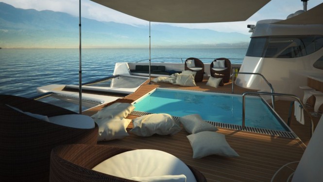 Spa Pool Pool on the 24m catamaran yacht Phantom by Arista Marina Group