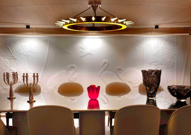 Superyacht Numptia with interior by Salvagni Architetti - Dining Room Wall