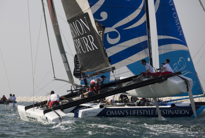 Team Trifork flying a hull during racing - Image credit to Lloyds Images