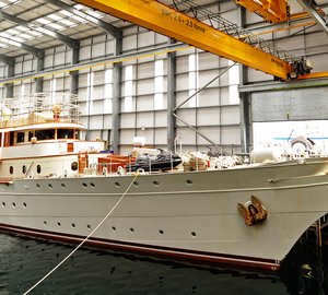 The refit of the 71m charter yacht Dona Amélia (ex Haida G) at Pendennis successfully completed