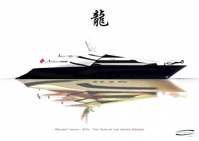 The 87m luxury motor yacht Iwana - side view