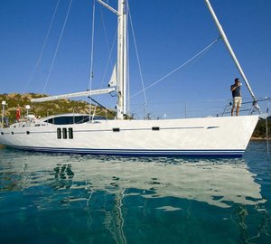 Oyster 625 Super Yacht Blue Jeannie on display at the 2012 Miami Boat Show