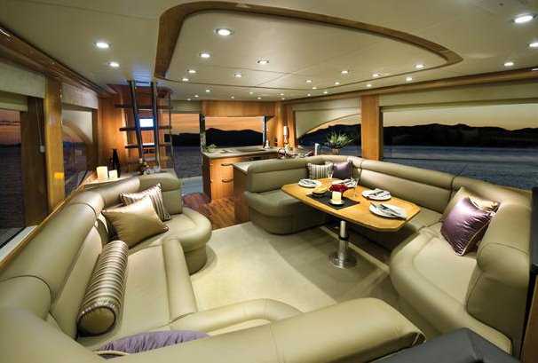 The Riviera 53 Flybridge Yacht Saloon Aft