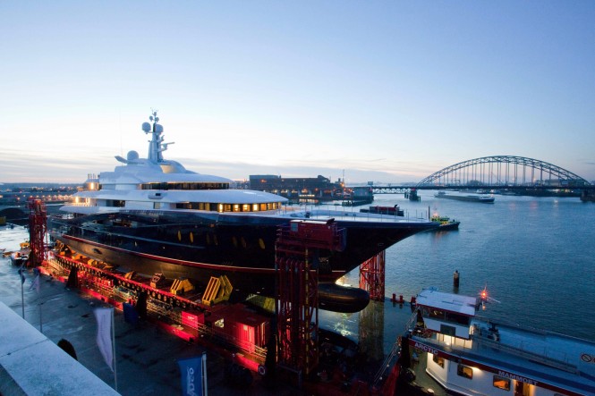 The launch of the Oceanco super yacht Y707 Photo by Pamela Jones