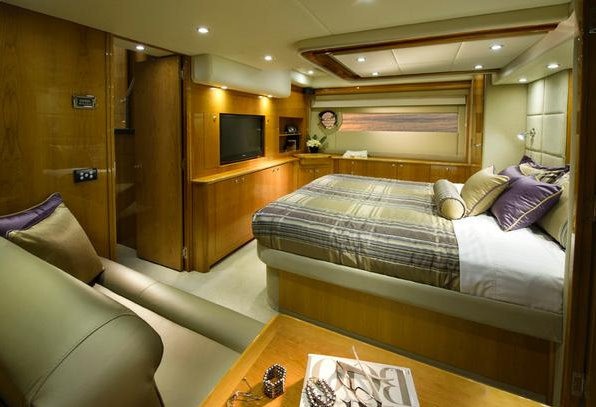 The luxury yacht 53 Flybridge Master Stateroom