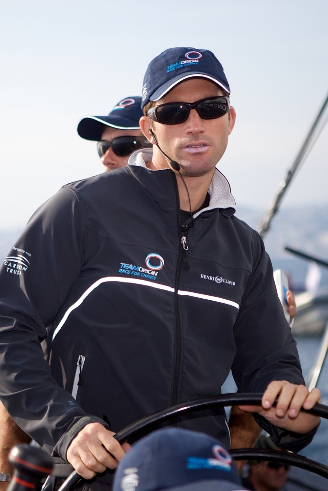 The sailing hero Ben Ainslie on board the GBR75 yacht Teamorigin