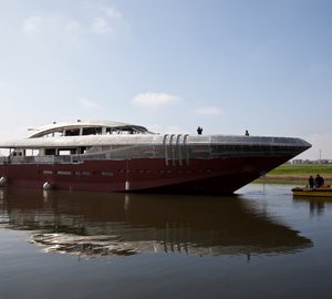 48m motor yacht KETOS by Rossinavi moved to Viareggio for outfitting