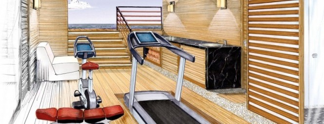 Amels 199 Superyacht High-volume, open Beach Club with gym