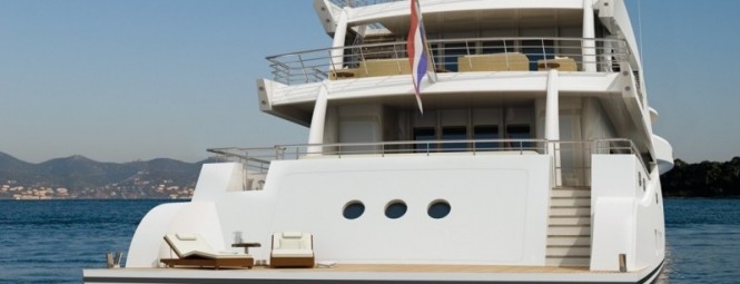 Amels 199 Superyacht Low Swim Platform and Large Transom Door