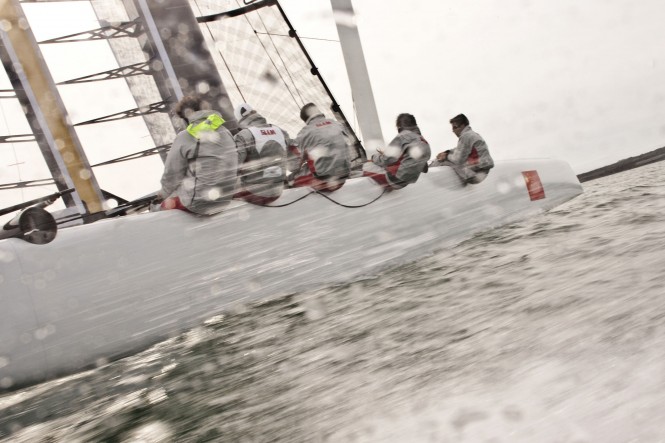 China Team on the sailing yacht AC45 Credit G. Martin-Raget China Team on the sailing yacht AC45 Credit G. Martin-Raget
