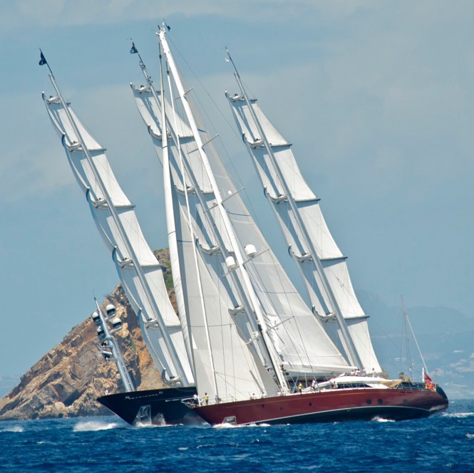 Helios and The Maltese Falcon superyachts at the Bucket