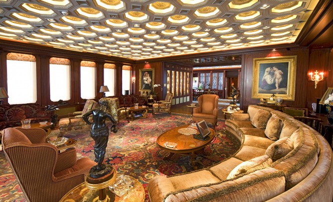 Interior of the beautiful luxury mega yacht SAMAR