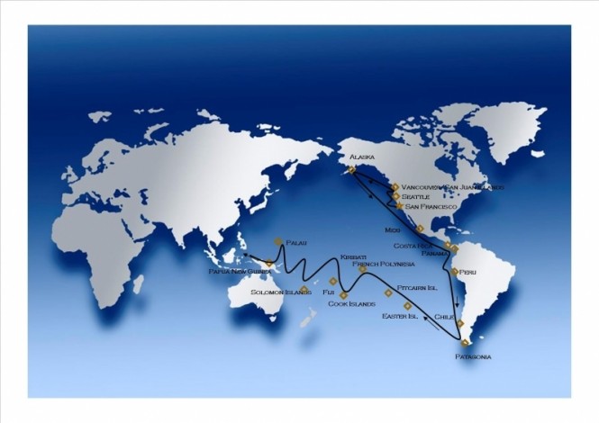 Motor Yacht SURI's America to Pacific route