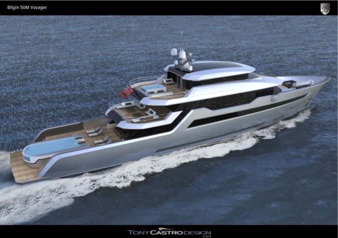 Motor Yacht Voyager 170' - a 52m Bilgin Superyacht - aft view running