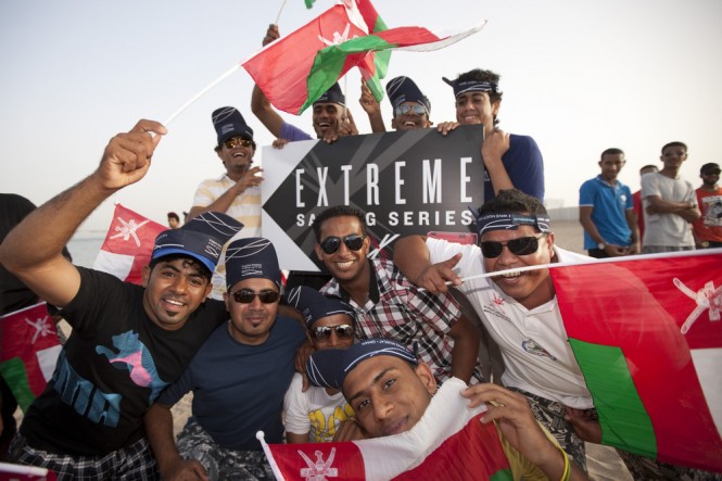Omani fans celebrate their teams first and second places for Act 1 Credit Lloyd Images