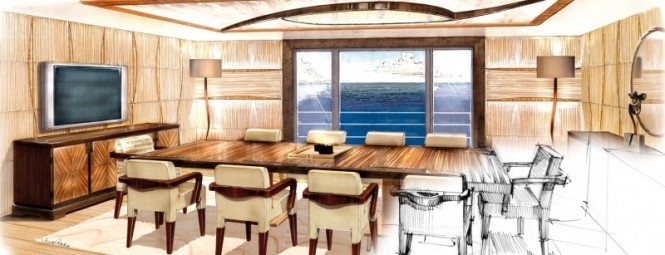 Superyacht Amels 199 Magnificent Dining Area with full sea view