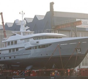 The launch of the Amels luxury motor yacht hull 461 - Photo by Wim Kosten
