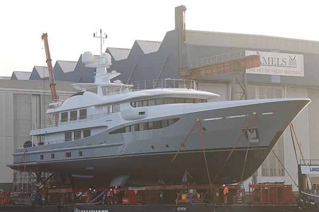 The launch of the Amels luxury motor yacht hull 461 - Photo by Wim Kosten