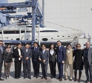 The launch of the 34m Ferretti Custom Line 112 superyacht NEXT
