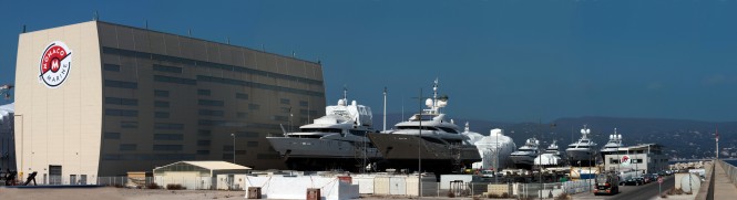 Luxury motor yachts at Monaco Marine Shipyard in La Ciotat