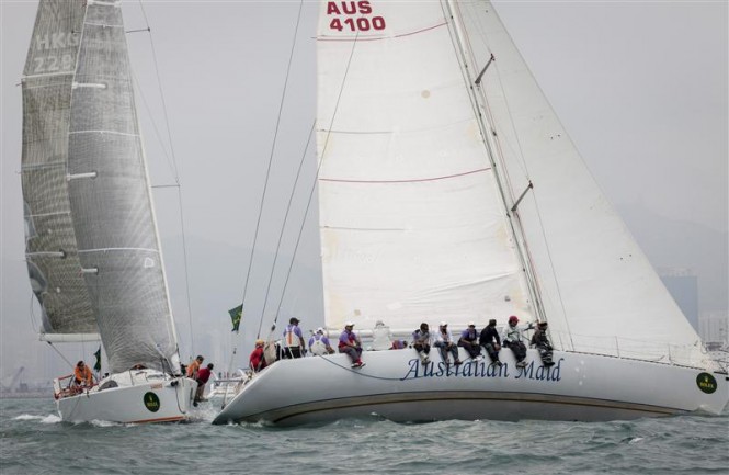 AUSTRALIAN MAID and SELL SIDE DREAM at the start of the Rolex China Sea Race Photo by RolexDaniel Forster