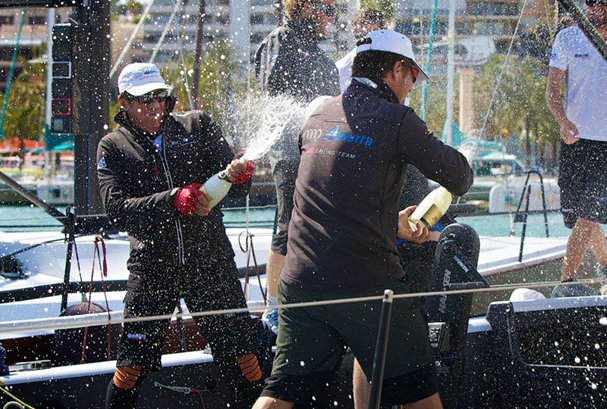 Audi Azzurra Sailing Team celebrating their victory