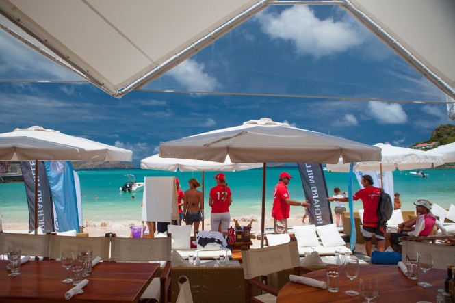 Down time at Nikki Beach for the competitors at Les Voiles de St. Barth