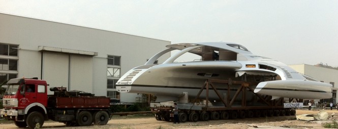 Impressive 42.5m trimaran Adastra superyacht ready for sea trials at McConaghy yard