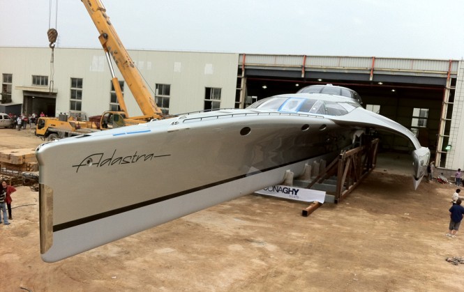 John Shuttleworth Yacht Designs trimaran Adastra ready for sea trials at McConaghy yard