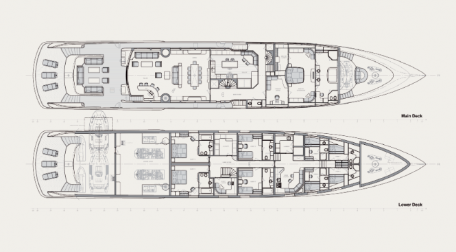 Layout of the High Speed motor yacht ER 175 by Ivan Erdevicki
