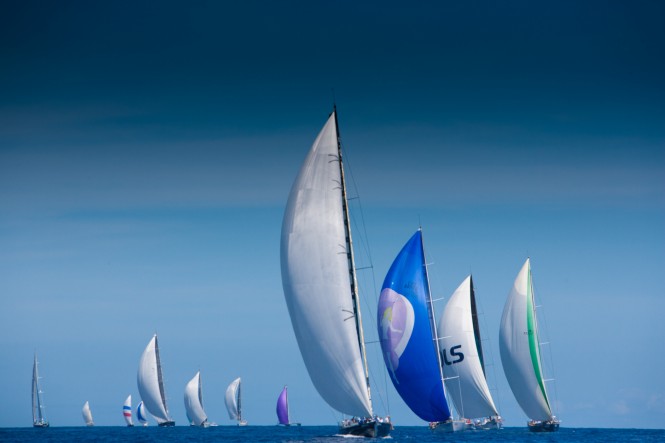 Les Voiles de Saint-Barth 2012 - Fleet racing downwind © Christophe Jouany