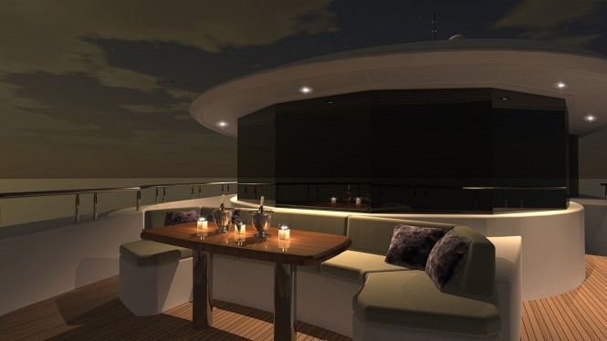 Luxurious exterior aboard the superyacht Ocean Alexander 120