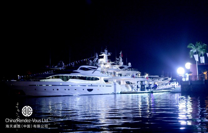 Luxurious superyachts by night at Hainan Rendez-Vous 2012