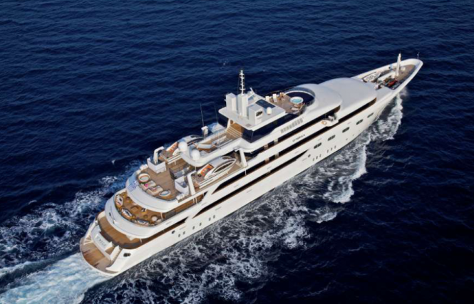 Luxury Motor Yacht O'Mega from above