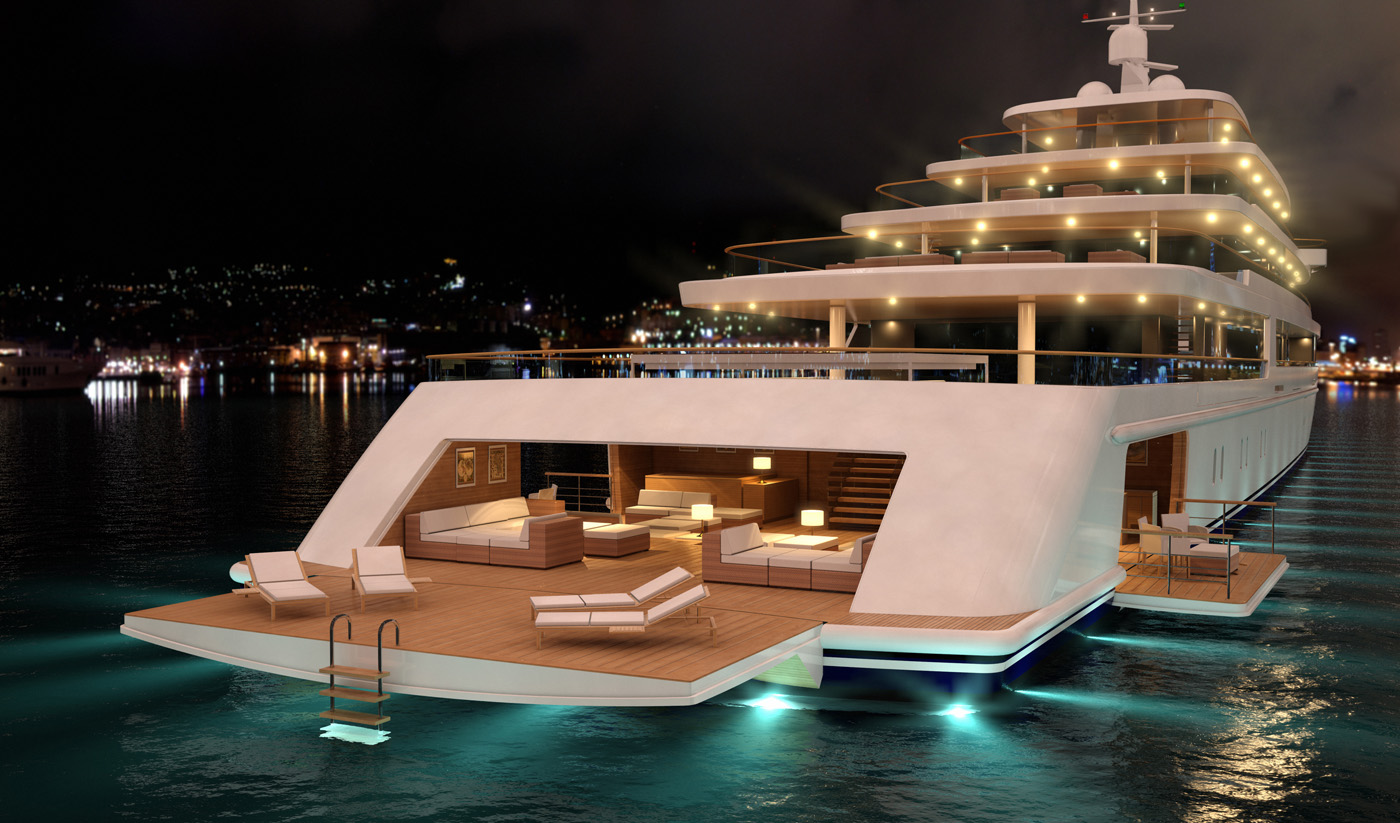 yacht club at night