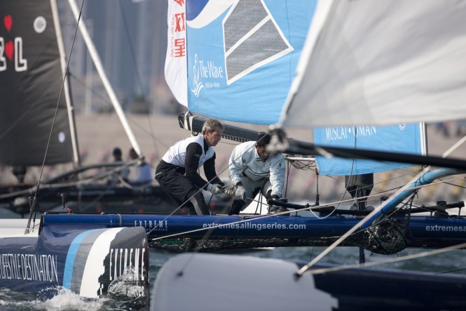 Pete Greenhalgh and Hashim Al Rashdi in action on board The Wave, Muscat
