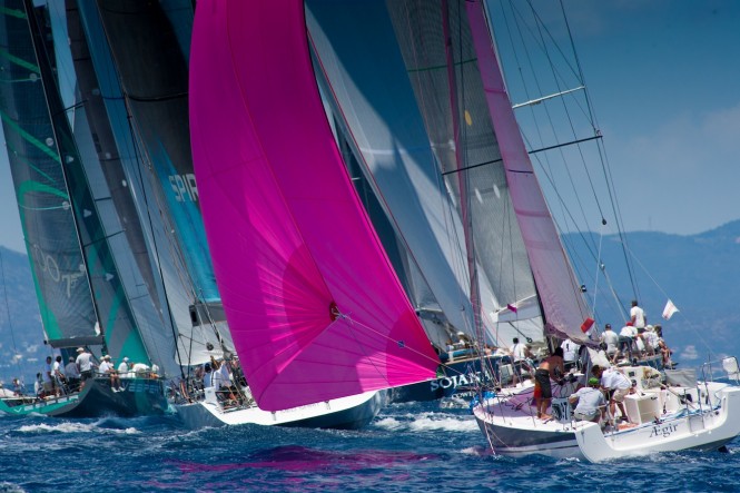 Sailing yachts racing at Les Voiles de St Barth 2012 -  Credit Christophe Jouany