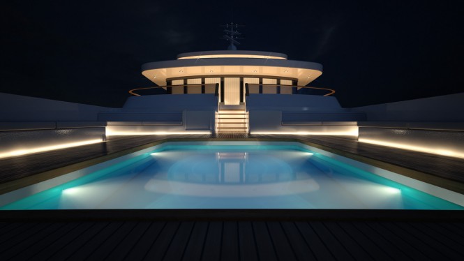 Superyacht PROJECT LIGHT Swimming Pool by night