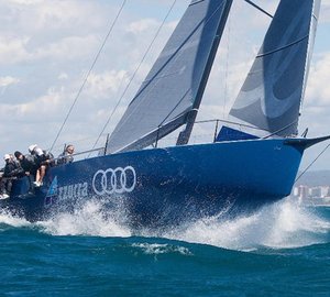 The new Audi Azzurra Sailing Team TP52 yacht making her debut at the Mapfre Palma Vela