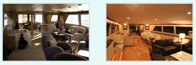 108ft luxury yacht Nymphaea and her interior before and after refit