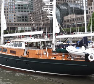 110ft Palmer Johnson sailing yacht Keewaydin has arrived at Dennis Conner’s North Cove