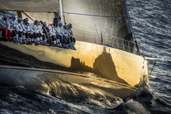 112ft superyacht Nilaya sails towards her line honours win Photo by RolexKurt Arrigo