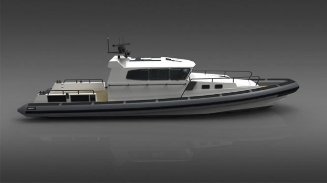 50ft Rupert yacht as a tender to the 100ft Wally sailing yacht Indio