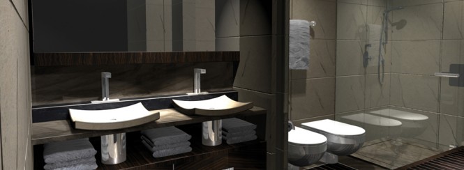 Bathroom - superyacht AGAT - Image courtesy of her designer H2 Yacht Design