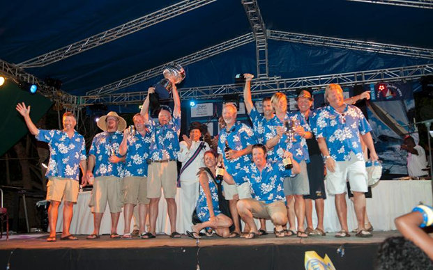 El Ocaso crew receiving the Lord Nelson Trophy from Governor General--Louise Agnetha Lake-Tack Photo by Ted Martin/photofantasyantigua