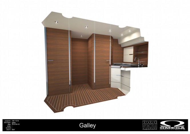 Interior of motor yacht Bellagio by Omega Architects