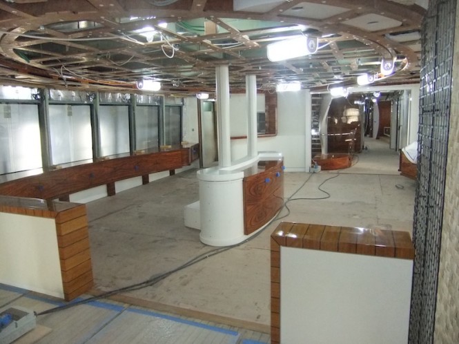 Interior of the motor yacht Vulcan 46 under construction - Image credit Vicem Yachts